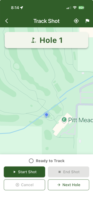 Yardage Buddy app showing shot distance tracking on a golf course